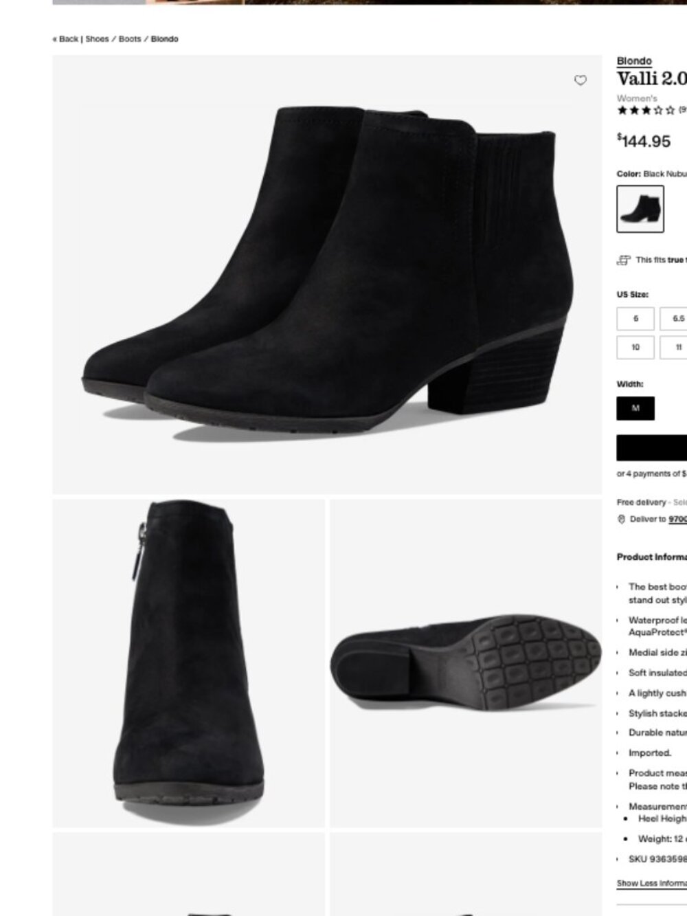 Blondo Valli 2.0 Waterproof Ankle Boots Booties Size 7.5